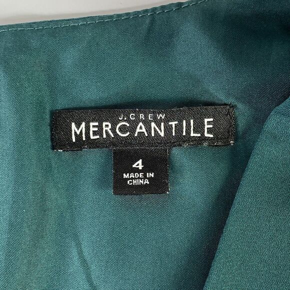 J Crew Mercantile Dress Womens Sz 4 Floral Green Tie Sleeve Garden Party Spring - Picture 5 of 16